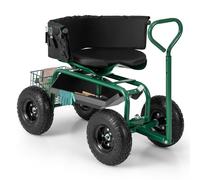 Rolling Garden Cart Scooter Outdoor Heavy-Duty Gardening Cart-Green COSTWAY Green One Size