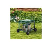 Rolling Garden Work Seat Cart with Storage Living and Home Green One Size