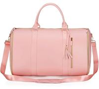 Rolling Garment Bag for Travel, 40L Large Convertible Duffel Bag with Wheels, 2 in 1 Hanging Suitcase Suit Business Travel Bag, Waterproof Lightweight Overnight Holdall(Pink,Without Pull Handle)