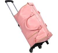 Rolling Garment Bag for Travel, 40L Large Convertible Duffel Bag with Wheels, 2 in 1 Hanging Suitcase Suit Business Travel Bag, Waterproof Lightweight Overnight Holdall(Pink,with Pull Handle)