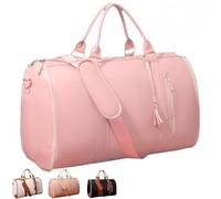 Rolling Garment Bag for Travel, Convertible Duffel Bag with Wheels, Carry-On Weekender Travel Bag for Men and Women