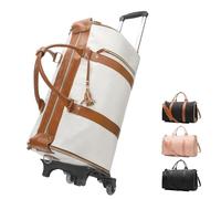 Rolling Garment Bag for Travel,Large Convertible Garment Duffel Bag Rolling Duffle Bag with Wheels,Carry on Garment Bags Travle Bag Jenni Bag Weekender Bags for Women Men, Beige, Simple