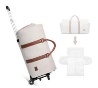 Rolling Garment Bags for Travel,Convertible Duffle Garment Bag Roller Bags for Travel Carry on Garment Bag with Wheels, Beige, 22 inches x 12.5 inches x 12.2 inches, Fashion