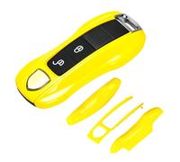 Rolling Gears Racing Yellow Key Fob Cover Compatible with Porsche Key Fob, 3-Piece Painted ABS Replacement Shell Case Key Shape Type MK2
