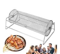 Rolling Grill Basket, Stainless Steel BBQ Basket, BBQ Vegetable Grill Basket, Rolling BBQ Basket, Outdoor Grill Basket, BBQ Shrimp Basket, Rolling Grilling Basket For Vegetables, BBQ Grilling B