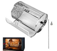 Rolling Grilling Baskets For Outdoor Grilling - 14x18-23cm Stainless Steel Rotating Grill Cage Basket | Universal Oven Accessory For Air Fryer Kitchen Baking | Nut Roasting Tray For Bbq Camping Garden