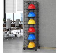 Rolling Hard Hat Holder with Wheels, Stackable Large Capacity Helmet Display Stand for Bulk Storages, Multifunctional Kitchen Shelving Unit(Black,6 Grids)