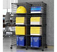 Rolling Hard Hat Holder with Wheels, Stackable Large Capacity Helmet Display Stand for Bulk Storages, Multifunctional Kitchen Shelving Unit(Black,8 Grids(A))