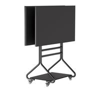 Rolling Heavy-Duty Tv Stand, Height Adjustment Dual Screen Monitor With Storage Rack, Viewing Angle Tv Hanger With Wheels, For Teaching Conference Flat Curved