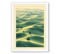 Rolling Hills at Dawn Minimalist Framed Wall Art Print A3 (42×29.7cm) White, Wall Decor for Living Room, Bedroom, Office & Home, Ready to Hang, Art Gift