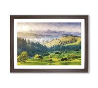 Rolling Hills of India in Abstract Framed Print | A2 Walnut Framed Wall Art | Ready to Hang | Abstract Fantasy Picture | Living Room Bedroom Lounge Office
