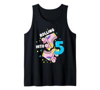 Rolling Into 5 Birthday Roller Skater Boys Girls Kids Bday Tank Top