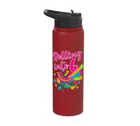 Rolling Into 6 Sixth Birthday Retro Skater Roller Skating Stainless Steel Insulated Water Bottle