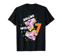 Rolling Into 7 Birthday Roller Skater Boys Girls Kids Bday T-Shirt