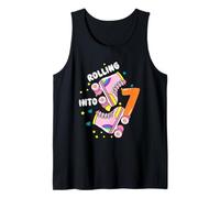 Rolling Into 7 Birthday Roller Skater Boys Girls Kids Bday Tank Top