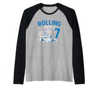 Rolling Into 7 Karting Go Kart Racing Raglan Baseball Tee