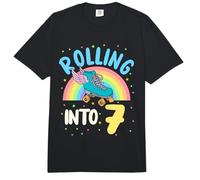 Rolling Into 7 Roller Skater Sport Birthday Party Rainbow Comfort Colors Adult Heavyweight T-Shirt
