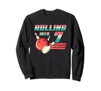 Rolling Into 7 Years Old Bowling Party 7th Birthday Retro Sweatshirt