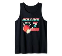Rolling Into 7 Years Old Bowling Party 7th Birthday Retro Tank Top