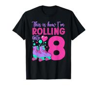 Rolling into 8 Girls 8th Birthday Roller Skates T-Shirt