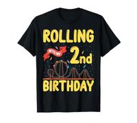 Rolling Into My 2 Year Old Birthday Roller Coaster 2nd B-Day T-Shirt