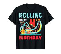 Rolling Into My 4th Birthday Roller Coaster 4 Years Old T-Shirt
