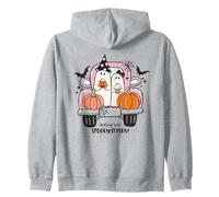 Rolling Into Spooky Season Ghost Truck Halloween Pumpkin Fun Zip Hoodie