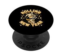 Rolling Into The New Year Skeleton Roller Skater PopSockets Adhesive PopGrip