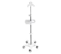 Rolling IV Stand with Wheels and Square Tray, Height Adjustable IV Bag Holder with 4 Hooks for Medical Infusion Therapy