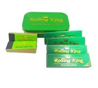 Rolling King Green Tin with 200 Green Rolling Papers and 100 Organic Glue Tips - Travel Tin Set
