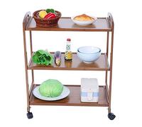 Rolling Kitchen Cart, 3 Tier Moveable Kitchen Cart, Wooden Kitchen Trolley Rolling Storage Rack, Kitchen Cart, Microwave Stand with 4 Wheels for Home Restaurant Coffee Shop
