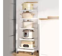 Rolling Kitchen Cart - 5-Board White Fruit & Vegetable nizer Multi-Purpose Storage Trolley for Pots Cookware & Kitchen Essentials - Space-Saving Design