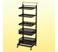 Rolling Kitchen Cart on Wheels 5-Tier Storage nizer with 3 Baskets Black Utility Trolley for Kitchen Dining and Home Use - Versatile & Space-Saving Solution