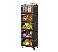 Rolling Kitchen Cart Stackable Carbon Steel Storage Trolley with Wheels Fruit & Vegetable Basket Home nizer Versatile Kitchen Furniture Space-Saving Storage Solution