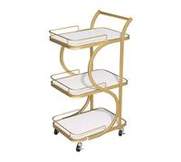 Rolling Kitchen Cart with Marble Top 3-Tier Storage for Tea & Wine Perfect for Serving Coffee & Drinks Versatile Mobile Serving Station for Home & Events
