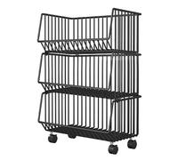 Rolling Kitchen Cart with Wheels Steel Frame Utility Shelf Space-Saving Storage for Kitchen Bathroom Living Room Office - Multi-Purpose Mobile
