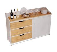 Rolling Kitchen Island with Metal and Wood, Storage Cabinet, Sideboard with Drawers & Doors, Compact Kitchen Island for Small Spaces, Modern Kitchen Furniture