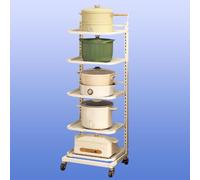 Rolling Kitchen Storage Cart Foldable Kitchen Shelf with Wheels Countertop nizer Microwave Stand White - 5 Tier Shelves Space-Saving Design Easy Mobility