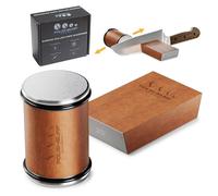 Rolling Knife Sharpener Kit for Kitchen - Chef Knife Sharpening Tool with 15° & 20° Magnetic Angle, Wooden Roller Base, Diamond Discs - Easy Manual Sharpener System