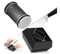 Rolling Knife Sharpener Kit for Kitchen Knives, Professional Kitchen Knife Sharpener with Replaceable Diamond Knife Sharpening Stone Discs, Whetstone, Angle with 15° to 20° Type (Black)