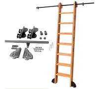 Rolling Ladder Hardware Kit 3.3ft-20ft Sliding Library Ladder Black Track Kit, Stand Up Tensible Rolling Hardware Kit (No Ladder), with Floor Roller Wheels (Size : 13ft/400cm Track kit)