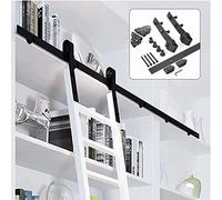 Rolling Ladder Hardware Kit - Library Bookcase Sliding Ladders Rails Hardware with Retractable System and Floor Roller Wheels, 800cm Track Kit