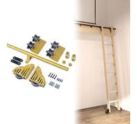 Rolling Ladder Hardware Kit - Library Sliding ladders Full Set 100cm-732cm Track Kit (No Ladders), Floor Wheels with Brakes, Multi-use for Loft Stairs/Bookshelf(20ft/610cm Track kit)