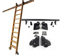 Rolling Ladder Hardware Library Sliding Ladder Hardware Kit, Floor Wheels with Brakes, Library Rolling Sliding Ladder Hardware Kit, Round Carbon Steel Track/Rail, Easy to,800cm(26.2 Ft) Track Kit