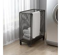 Rolling Laundry Basket Cart with 360° Wheels & Side Handle, Metal Dirty Clothes Hamper for Bathroom, Bedroom, Laundry Room, Dorm, 47x40cm / 18.5x15.7in