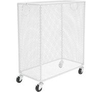 Rolling Laundry Basket Cart With Wheels, Metal Hamper Organizer For Clothes Storage, Ideal For Living Room, Bathroom, Closet, Portable Laundry Solution White Rectangular