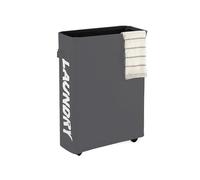 Rolling Laundry Basket Dark Grey | 4 Wheels Collapsible Slim Hamper | Foldable Narrow Clothes Bin with Mesh Lid | Moisture Proof Oxford Fabric Laundry Organizer