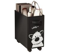 Rolling Laundry Basket - Folding Under Desk Storage Basket - Slim Laundry Hamper with Handle, Oxford Cloth Tall Thin Storage Container for Corner Storage