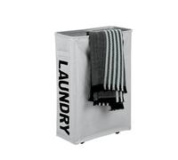 Rolling Laundry Basket Light Grey | 4 Wheels Collapsible Slim Hamper | Foldable Narrow Clothes Bin with Mesh Lid | Moisture Proof Oxford Fabric Laundry Organizer