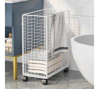 Rolling laundry basket, Mesh Laundry Hamper Basket Cart, Metal Clothes Hamper, Collapsible Dirty Laundry Cart, Clothes Storage Organize Hamper, With Wheels, For Living Room, Bathro